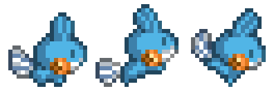 The Mudkip spritesheet recolored and adjusted, as used in the project