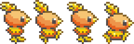 The Torchic spritesheet used in Pokémon Emerald