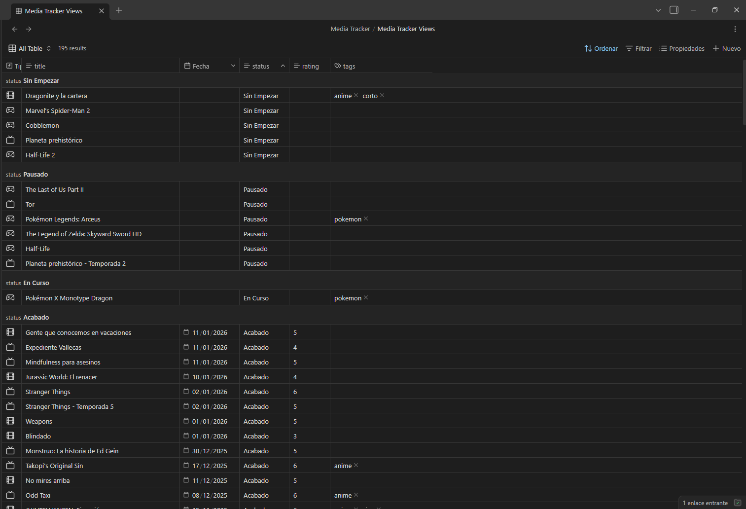 Media Tracker Base View Table