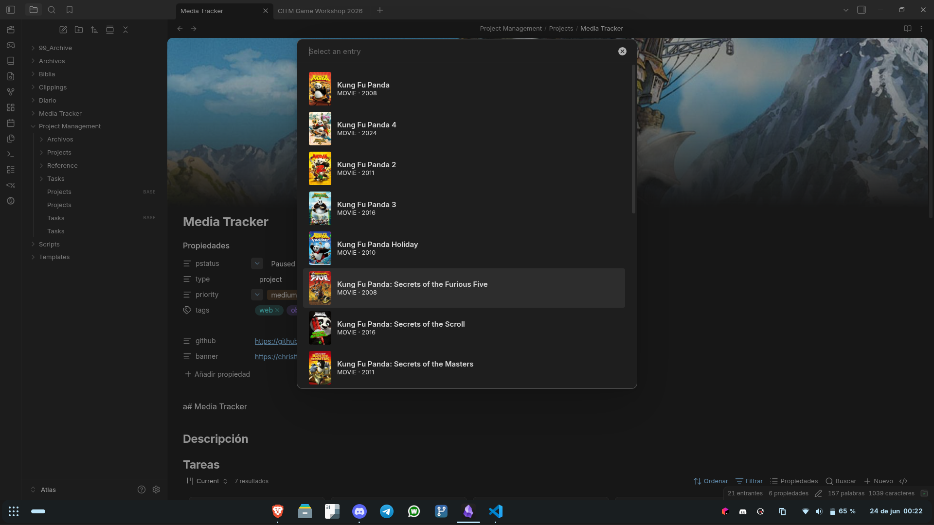 Movie and show search in the plugin