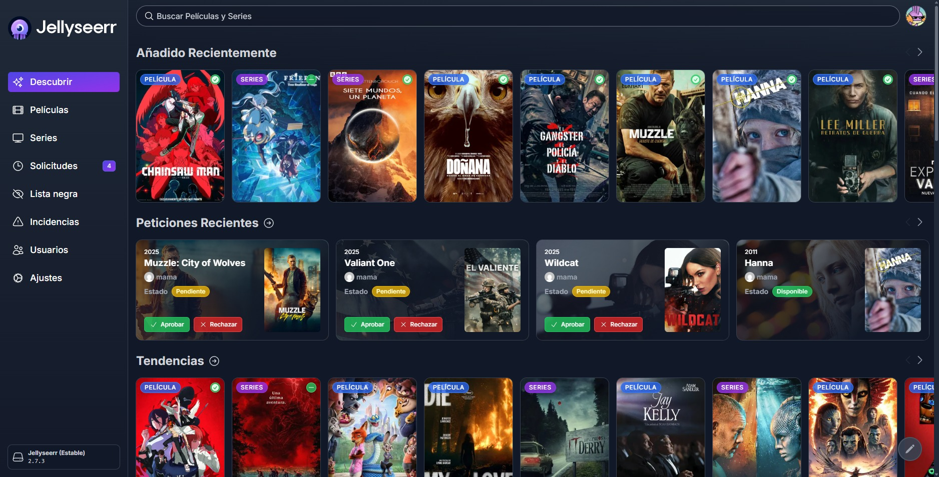 Captura de Jellyseerr