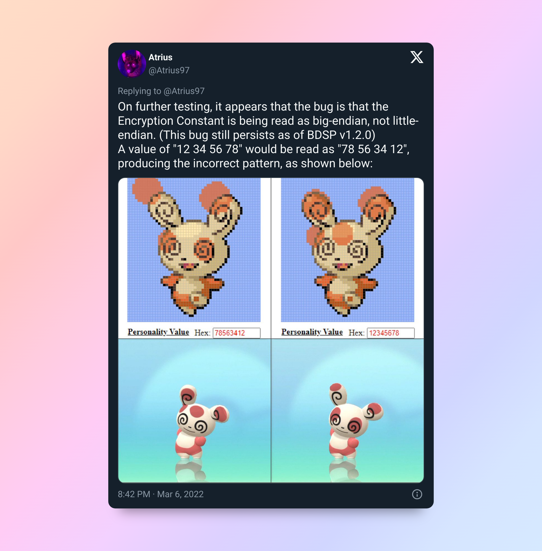 Comparison of the Spinda read error in BDSP