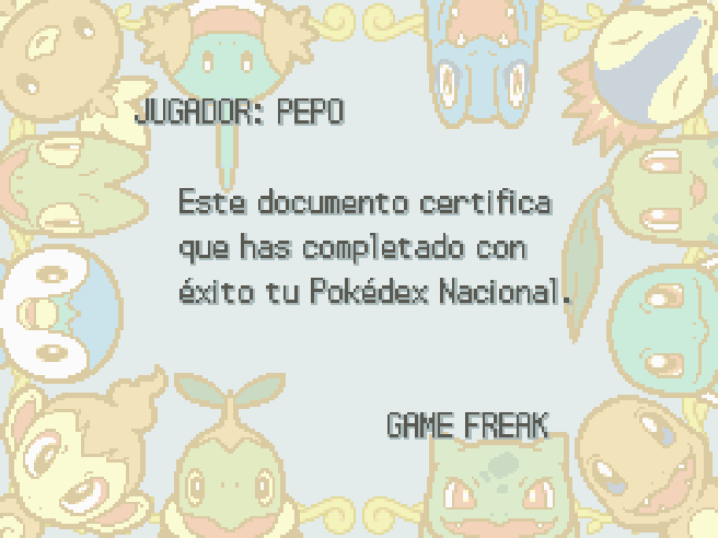 Diploma for completing the National Pokédex