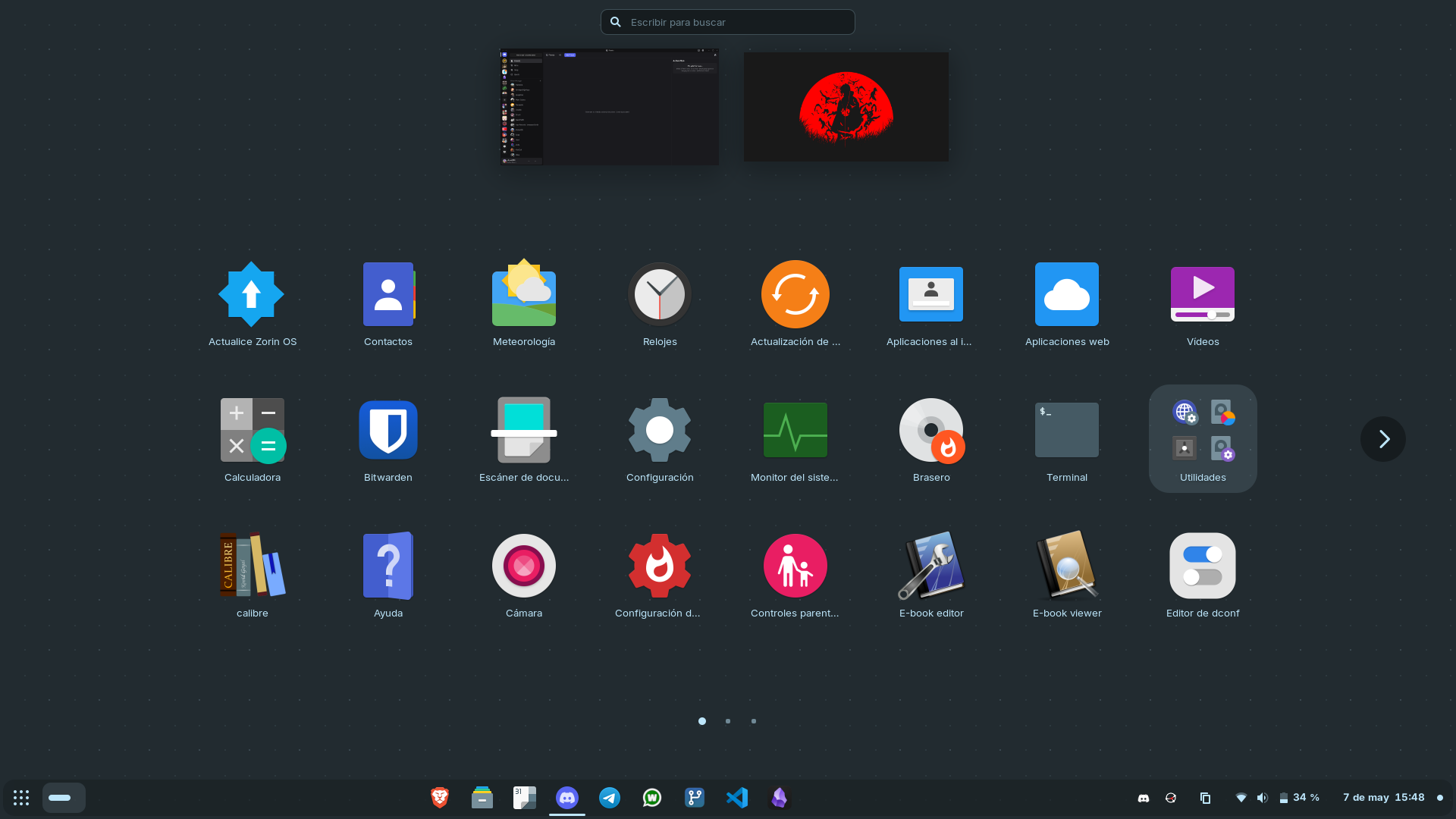 Installed applications menu in Zorin OS